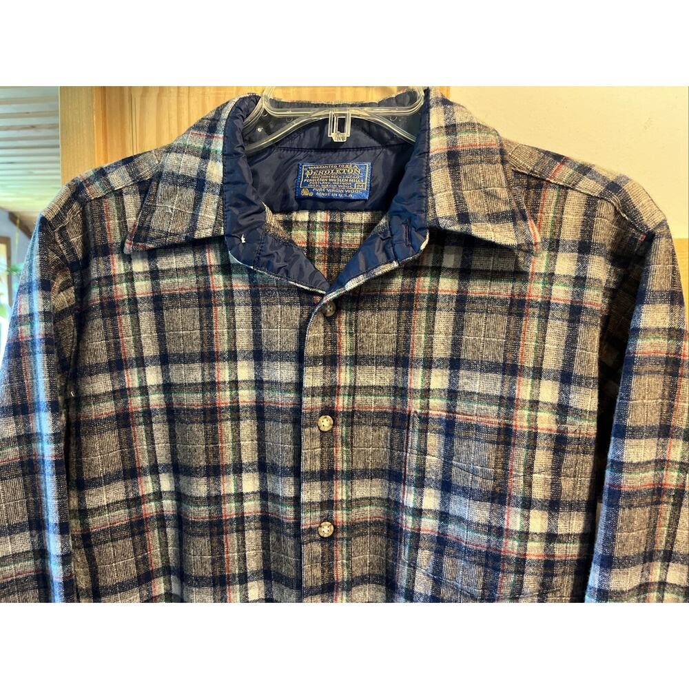 Pendleton Men’s Medium Gray Plaid Wool Flannel Sl… - image 4
